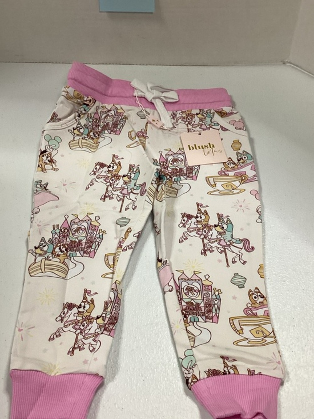 Blush Pink Carousel & Teacup Print Pajama Bottoms